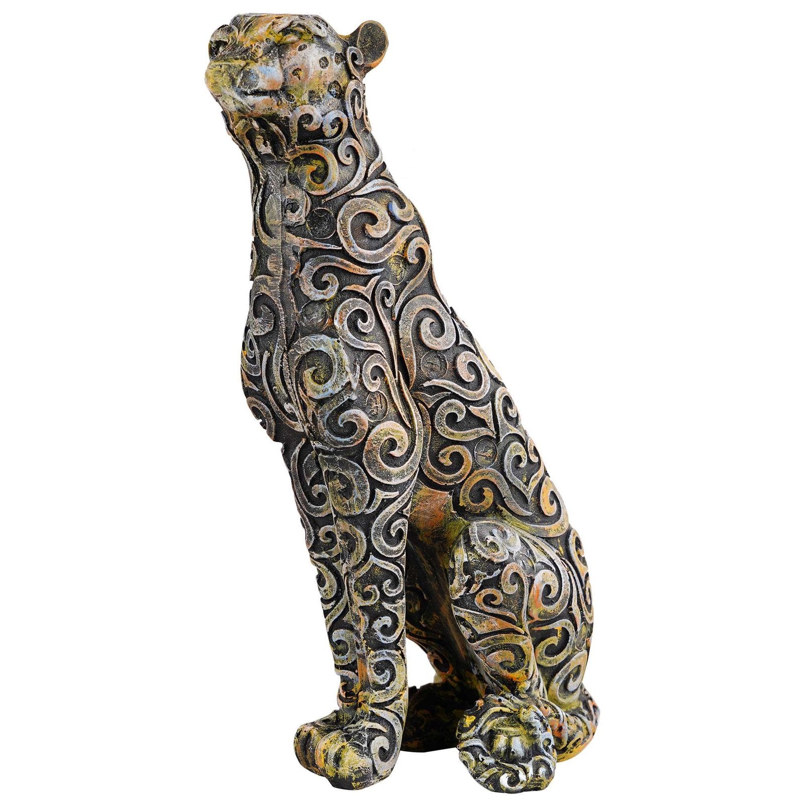 Panther Sitting Position Animal Showpiece Antique Sculpture for Home Decor Showpiece Figurine -2