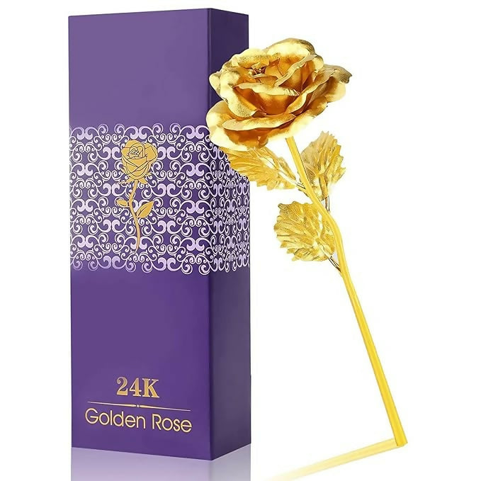 24K Gold Foil Artificial Rose with Gift Box | Eternal Golden Rose for Valentine’s Day, Anniversary, Birthday, Wedding, Mother’s Day & Romantic Gifts for Wife, Girlfriend, Mom & Loved Ones