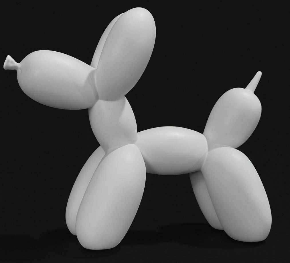 HOME DECOR Modern White Balloon Dog Sculpture Showpiece | Minimalist Resin Decorative Statue for Home, Living Room, Office Desk, Tabletop & Gifting
