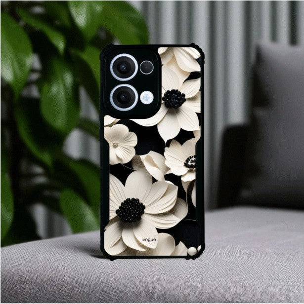 Black & Bloom Mobile Cover For OPPO Reno 13