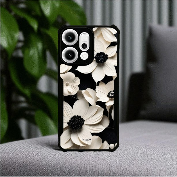 Black & Bloom Mobile Cover For OPPO Reno 14 Pro