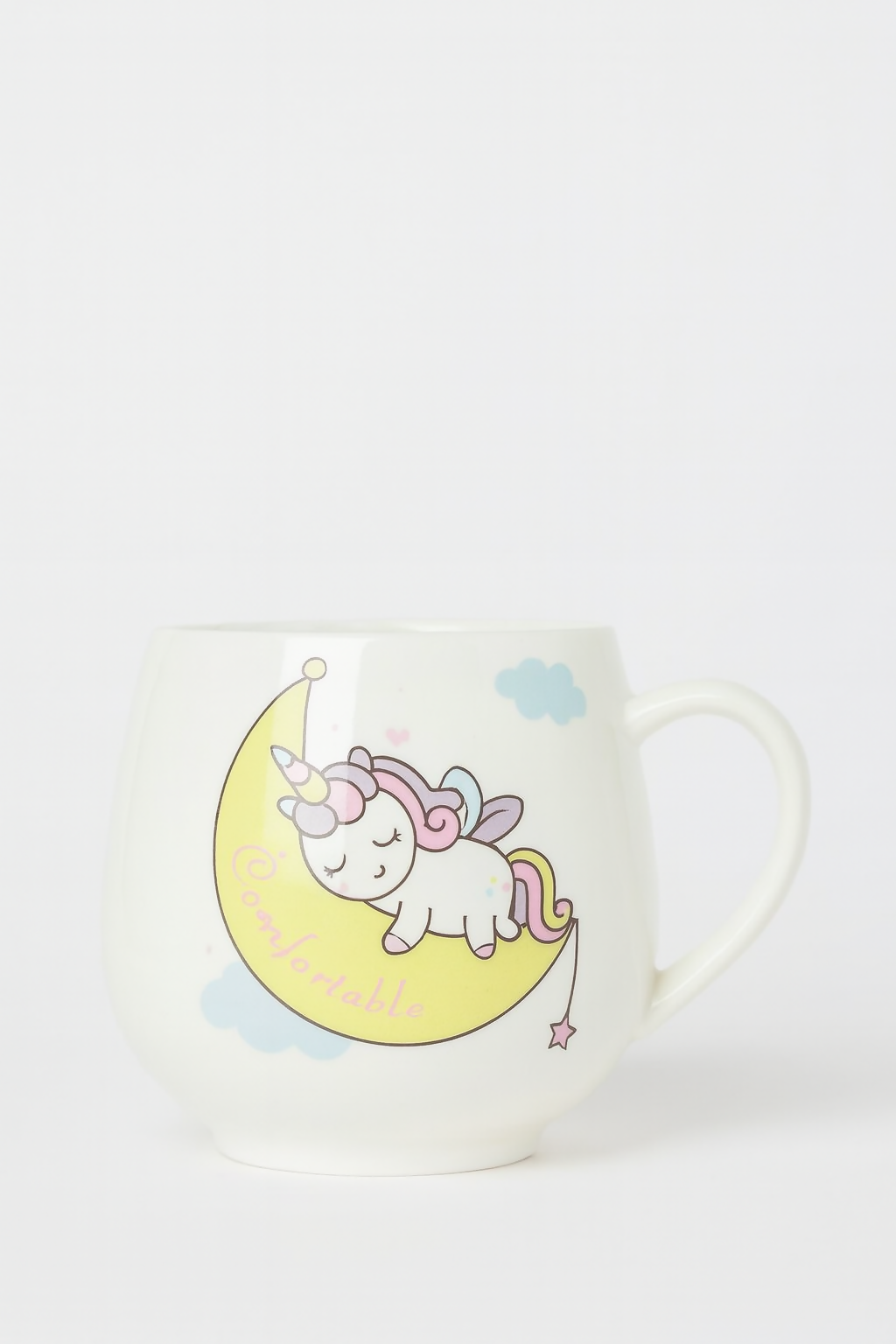 Dreamy Unicorn Coffee Mug with Rainbow & Clouds Print | Cute Ceramic Milk Mug for Kids, Girls, Birthday Gift & Office Desk | Large Capacity Tea Cup with Pastel Pink Background | Fun Cartoon Design
