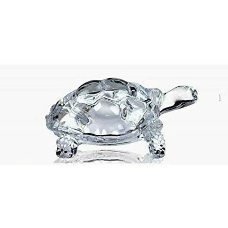 Premium Clear Crystal Glass Tortoise Figurine for Home and Office Decor – Feng Shui Vastu Turtle Showpiece for Wealth, Luck, and Positivity – Elegant Transparent Decorative Accent for Tabletop, Shelf, or Gift Purpose