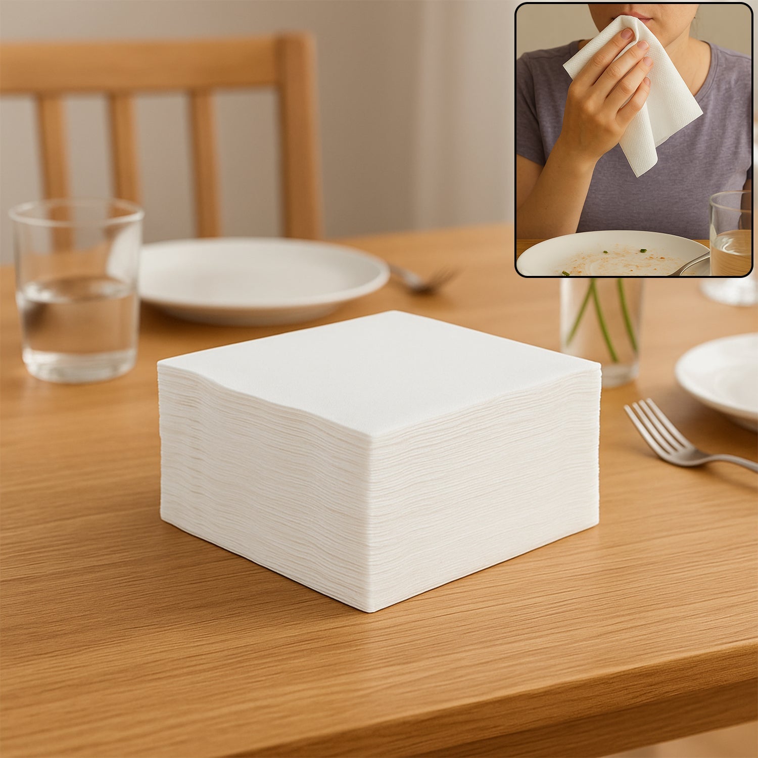 Soft & Absorbent Disposable Tissue Paper / Napkins Set (50 Pc)