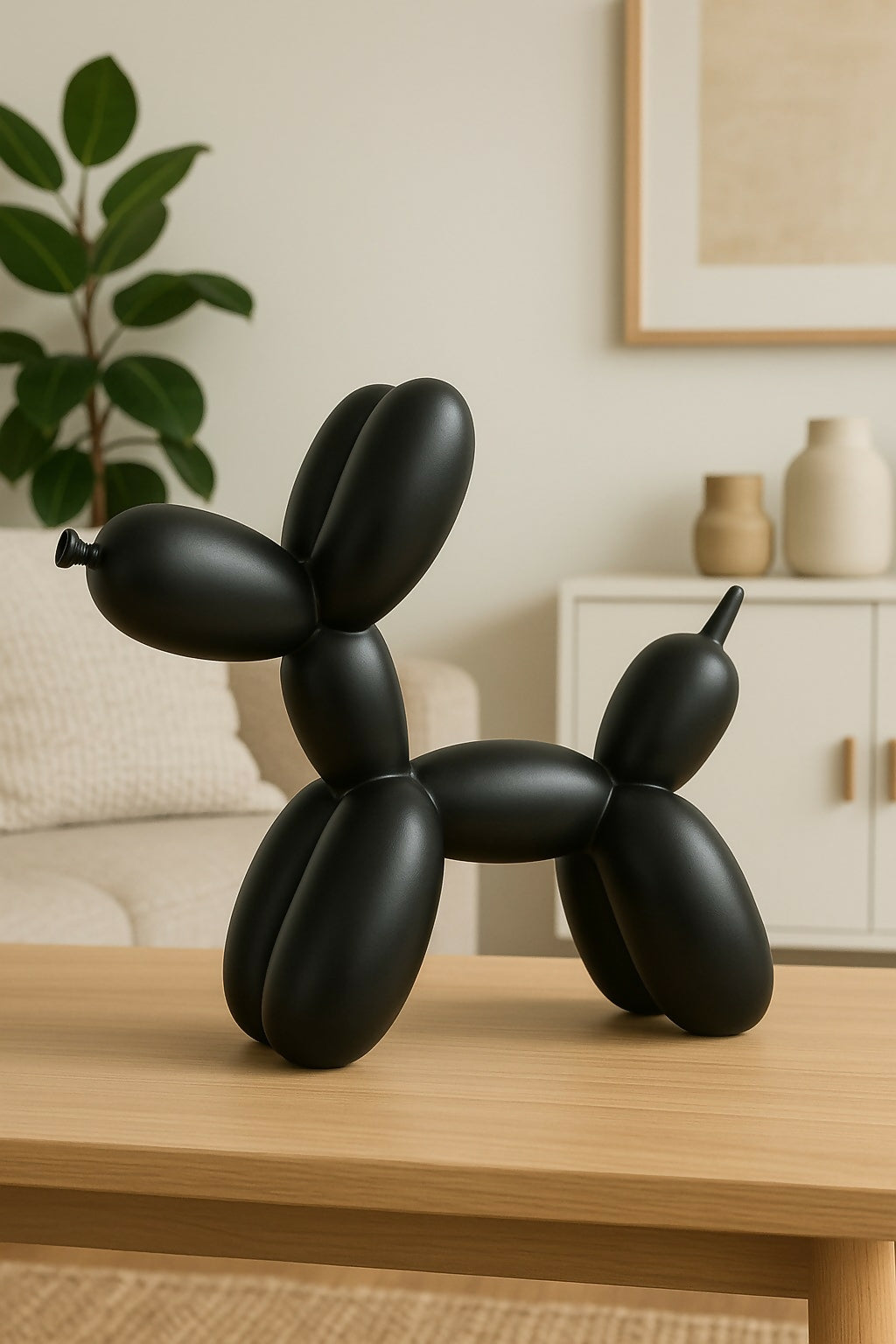 HOME DECOR Modern Matte Black Balloon Dog Sculpture Showpiece | Resin Decorative Figurine for Home, Office, Living Room, Shelf, Tabletop & Gifting
