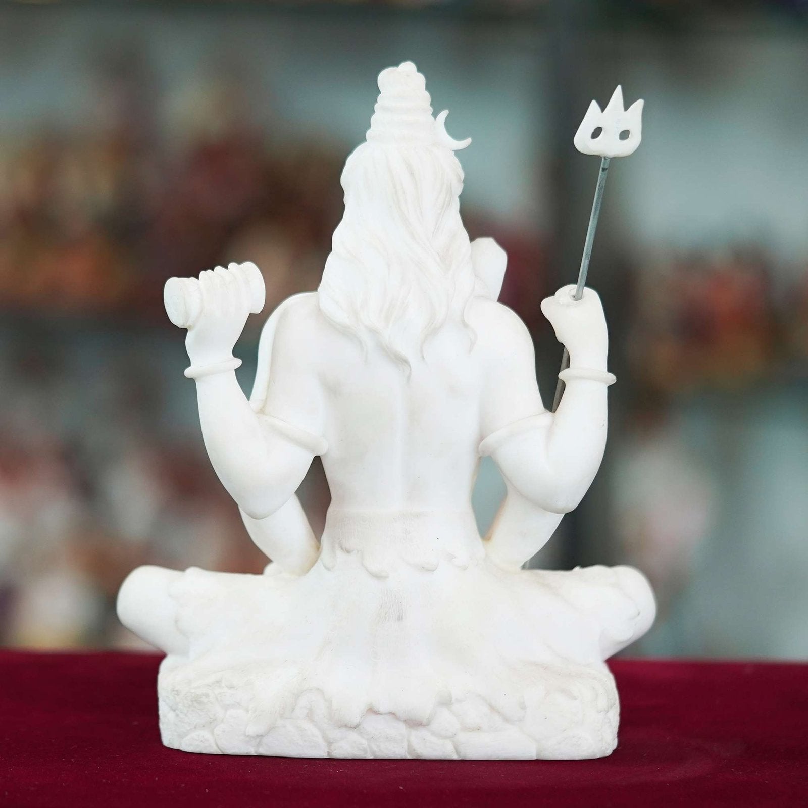 Marble Handmade Mahadev Shivaji Idol For Home Decor Handcrafted Showpiece For Table Decor( 8 INCHES HEIGHT)