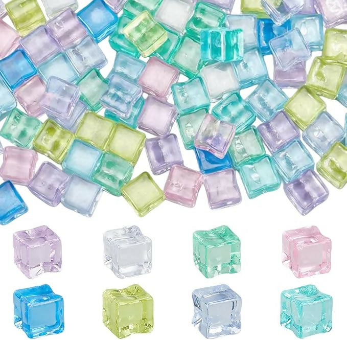 Multicolor Mini Acrylic Ice Cube Beads – Decorative Fake Ice Stones for Crafts, Vase Fillers & Party Decor