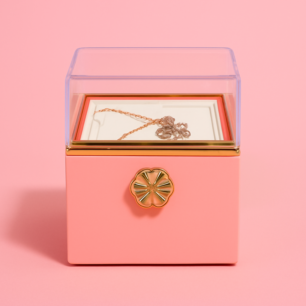 Luxury Preserved Rose Gift Box with Jewelry Drawer – Elegant Eternal Rose in Transparent Display Case with Gold Knob, Premium Pink Packaging with Gift Bag & Floral Box – Romantic Gift for Girlfriend, Wife, Mom, Anniversary, Valentine’s Day