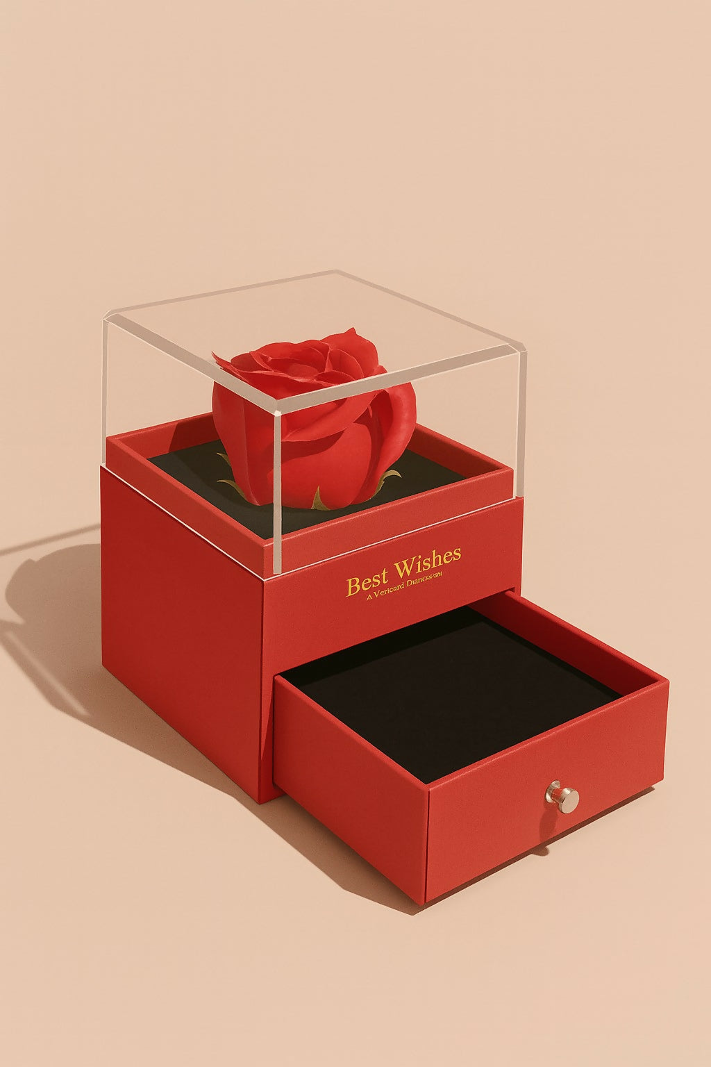 Luxury Eternal Rose Gift Box with Drawer and Greeting Card | Best Wishes Red Rose with Gift Bag for Birthday, Anniversary, Valentine's Day, Romantic Gift for Women & Girls