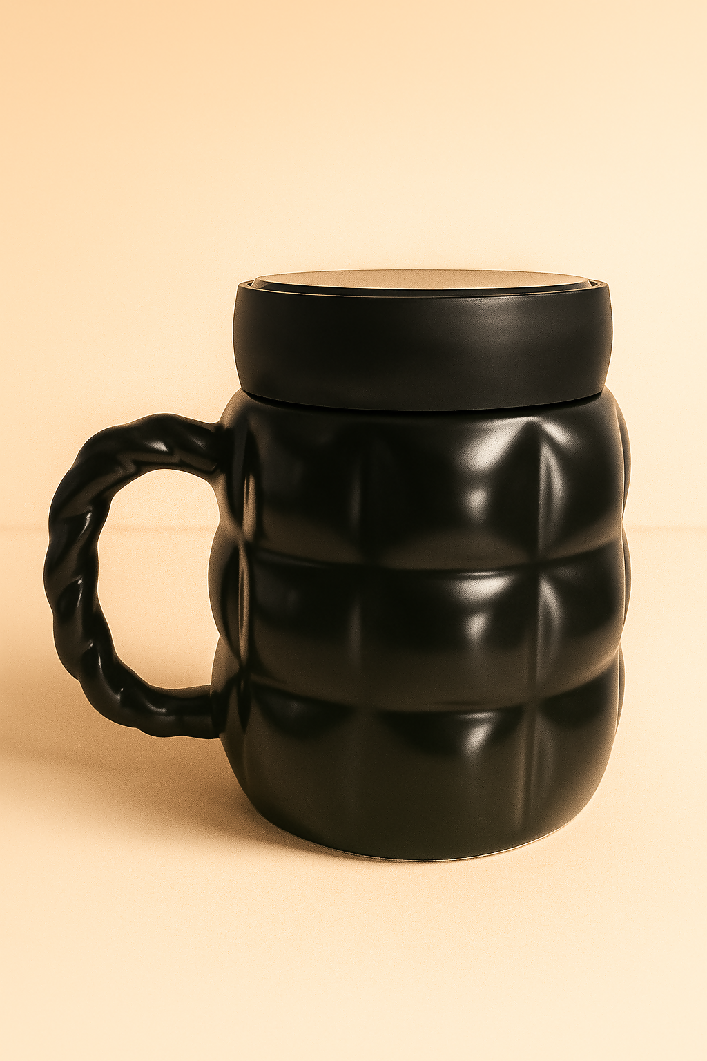 Luxury Black Ceramic "King" Mug with Crown Design and Mirror Lid – Premium Matte Finish Coffee Mug for Men, Gift for Husband, Boyfriend, Brother