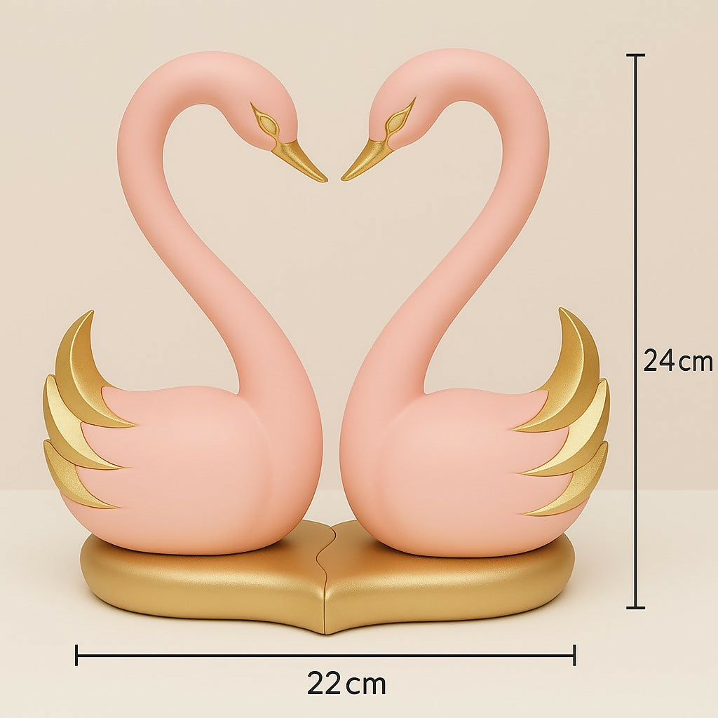 HOME DECOR Romantic Pink Swan Couple Showpiece – Love Theme Home Decor Statue