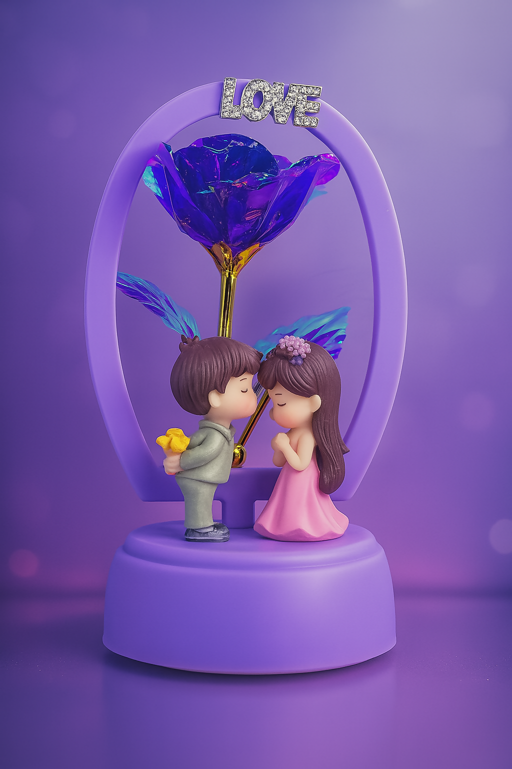 Purple Promise Love Showpiece Creative Love Couple Light Gift Set, Anniversary Christmas New Year Valentine's Decorative Showpiece