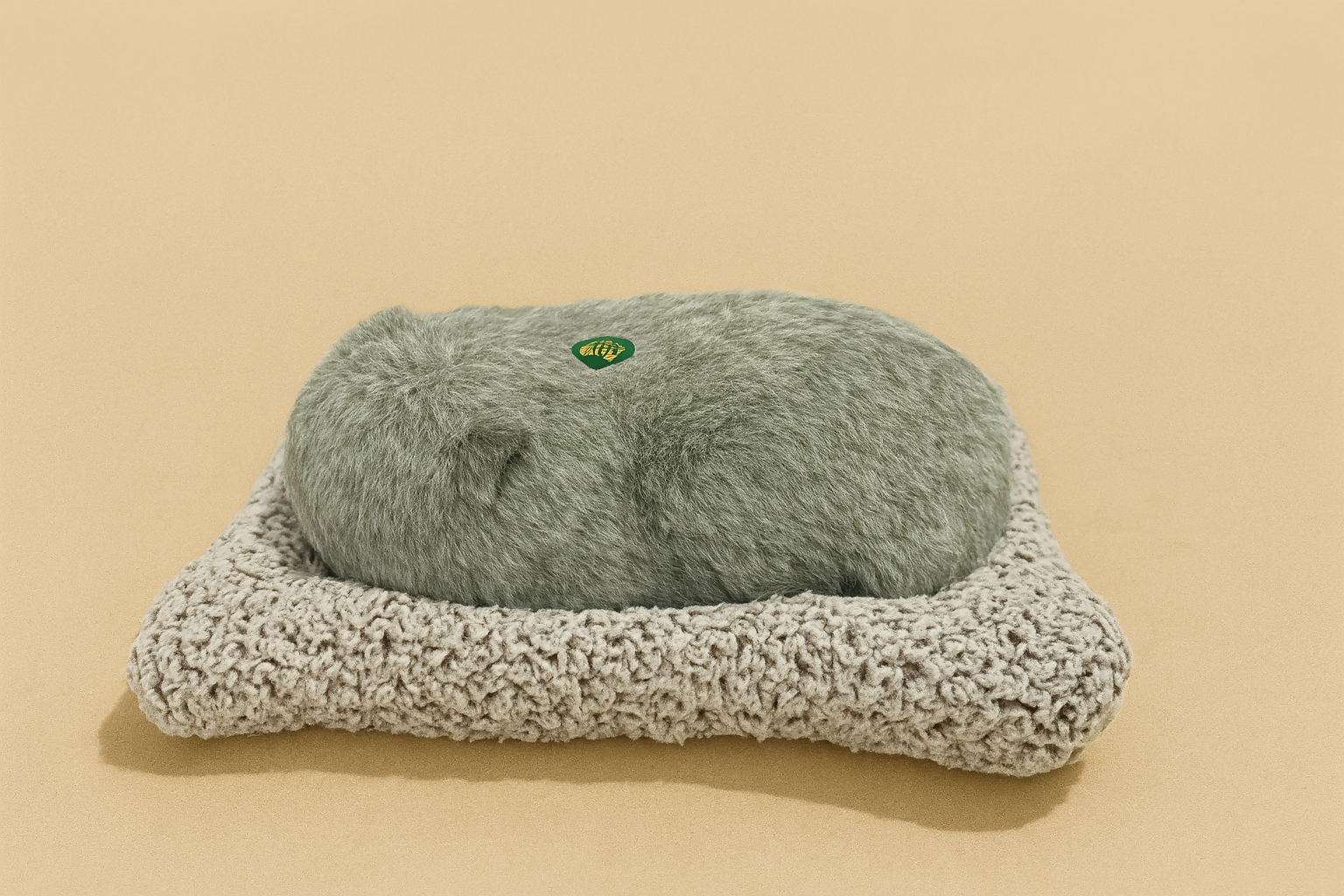 Realistic Sleeping Grey & White Plush Dog Toy with Soft Bed – Faux Breathing Puppy for Car Dashboard & Home Decoration – Cute Pet Lover Gift for Kids & Adults