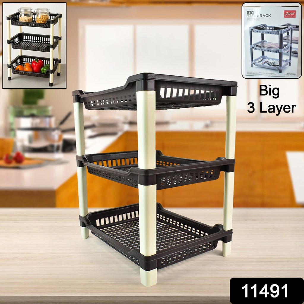 Apex Big Multi use Plastic Storage Rack – 3-Tier (1 Pc)
