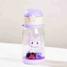 Cartoon Water Bottle for Kids – BPA-Free with Straw, Strap & Antler Cap Cute Sipper Water Bottle with Straw Shoulder Strap Leakproof Deer Design Water Bottle for Students Best Birthday Return Gifts