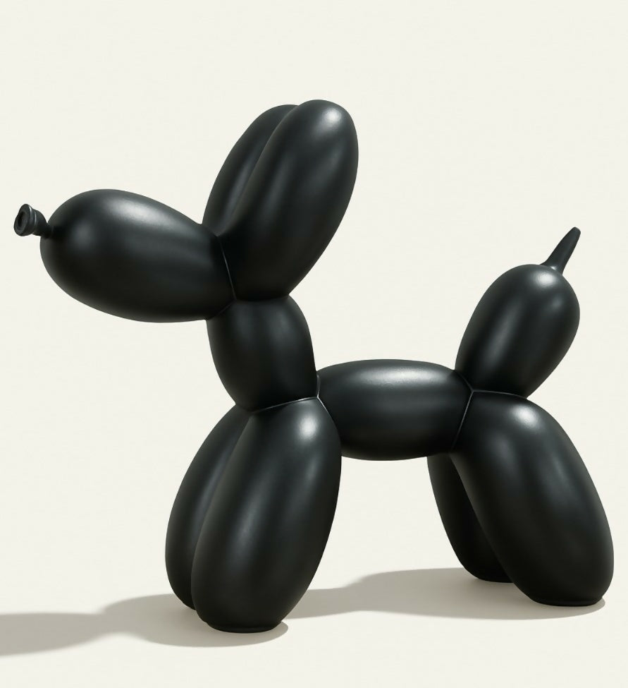 HOME DECOR Modern Matte Black Balloon Dog Sculpture Showpiece | Resin Decorative Figurine for Home, Office, Living Room, Shelf, Tabletop & Gifting