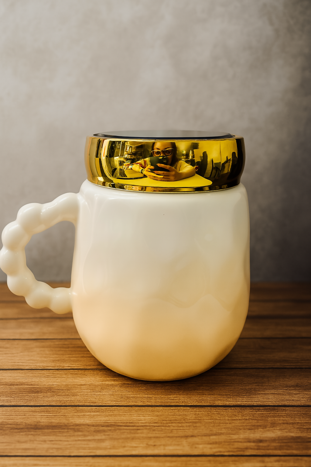 Luxury Ceramic King Mug with Gold Crown Lid and Pearl Handle – Gradient Blue & White Designer Coffee Cup – Royal Gift for Men, Husband, Dad, or Boss – Premium Mug for Tea, Coffee & Decor