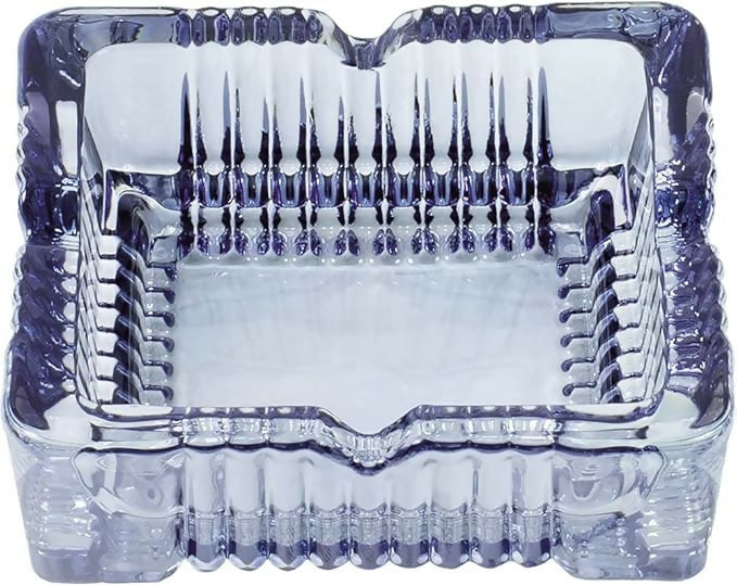Premium Heavy Duty Crystal Glass Ashtray for Home, Office, or Outdoor Use – Classic Square Design with Deep Grooves and Elegant Cut Pattern – Ideal Gift for Smokers, Bars, and Lounge Decor