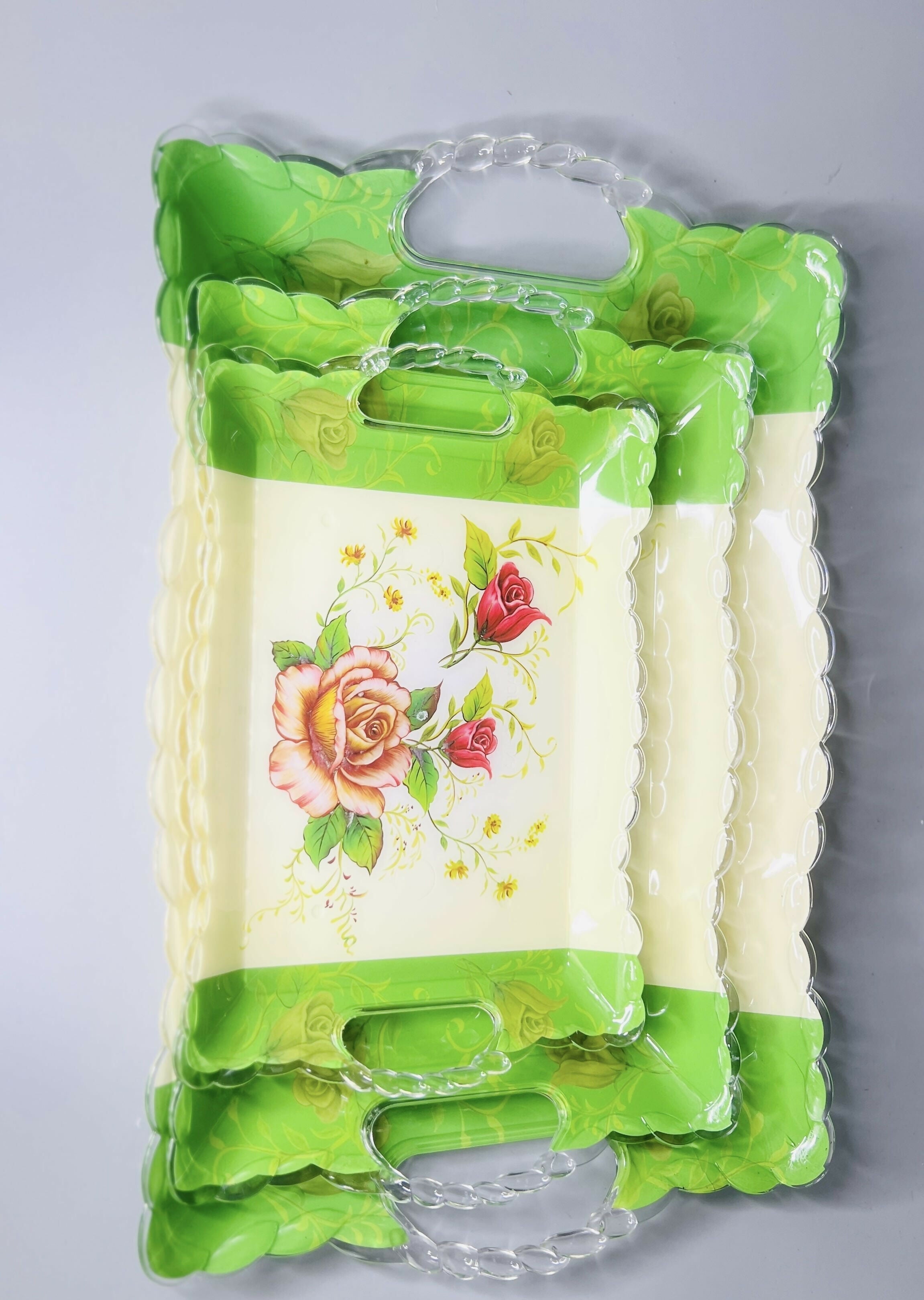 GardenGlow Rose Tray Set Of 3