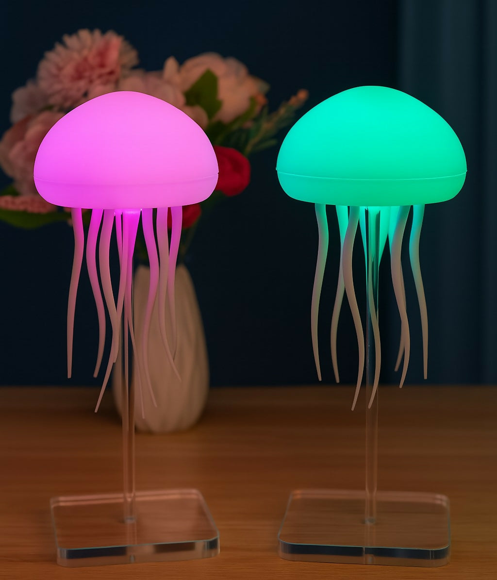 Color-Changing Jellyfish LED Night Light – USB Rechargeable Silicone Mood Lamp with Tentacle Design – Soft Glow Decorative Light for Kids Room, Bedroom, or Desk