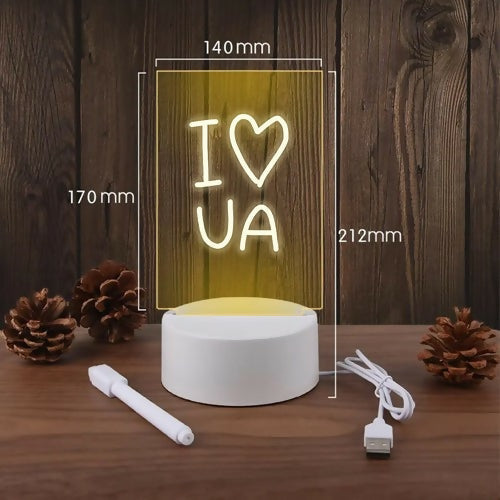 Customizable LED Acrylic Night Lamp with USB Base and pen – DIY Engraving Light Box with Glowing Edge for Personalized Gifts, Bedroom Decor, or Desk Display – Touch Control Acrylic Panel Light for Kids & Adults