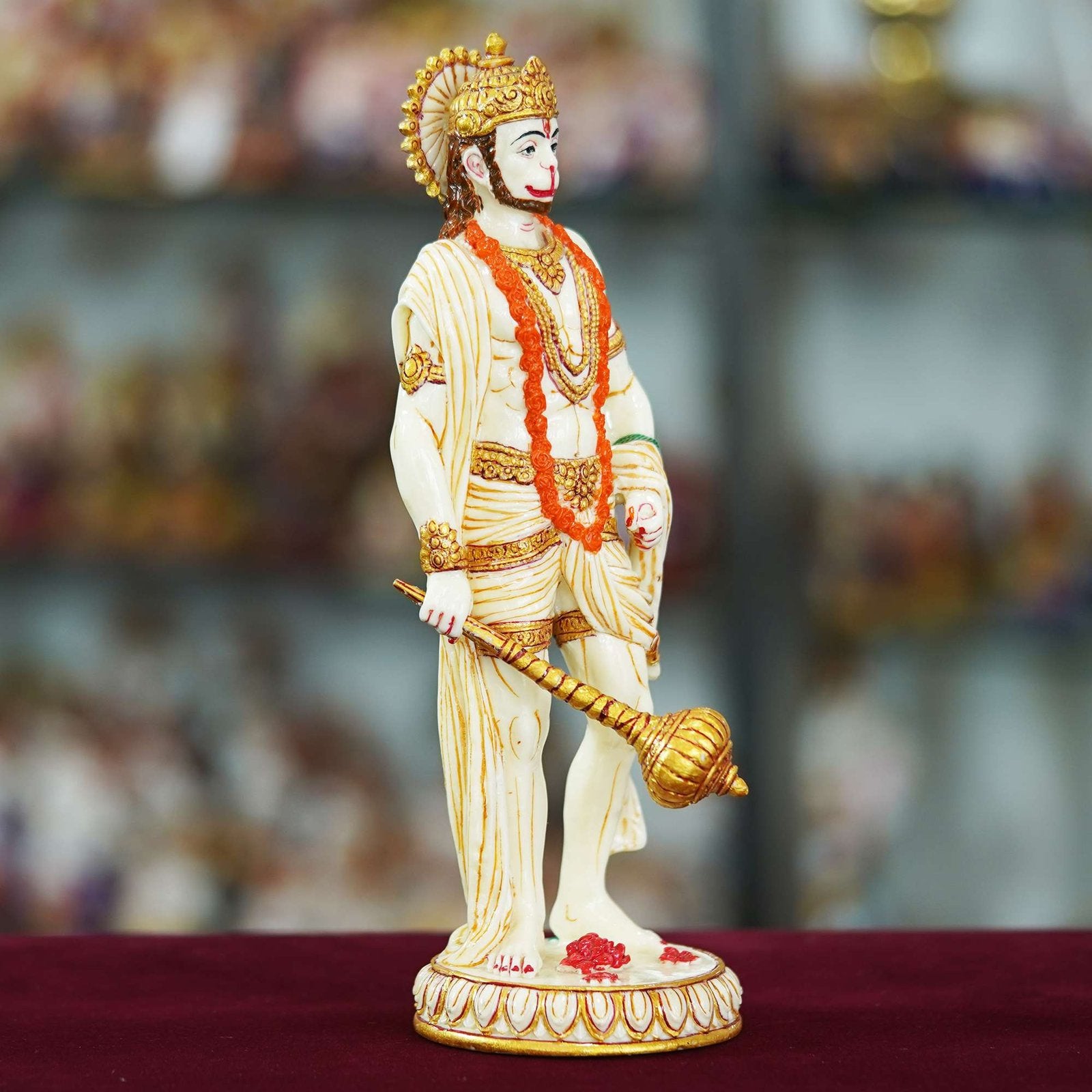 Marble Handmade Hanuman Ji Idol For Home Decor Decorations For Living Room Handcrafted Showpiece For Decor ( 10 INCHES HEIGHT )