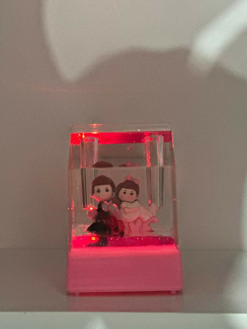 Forever Yours Love Cube Acrylic Liquid Motion Teddy Love Sign Block | Valentine's Day Gift | Romantic Desk Showpiece | Clear Decorative Display with Floating Glitter