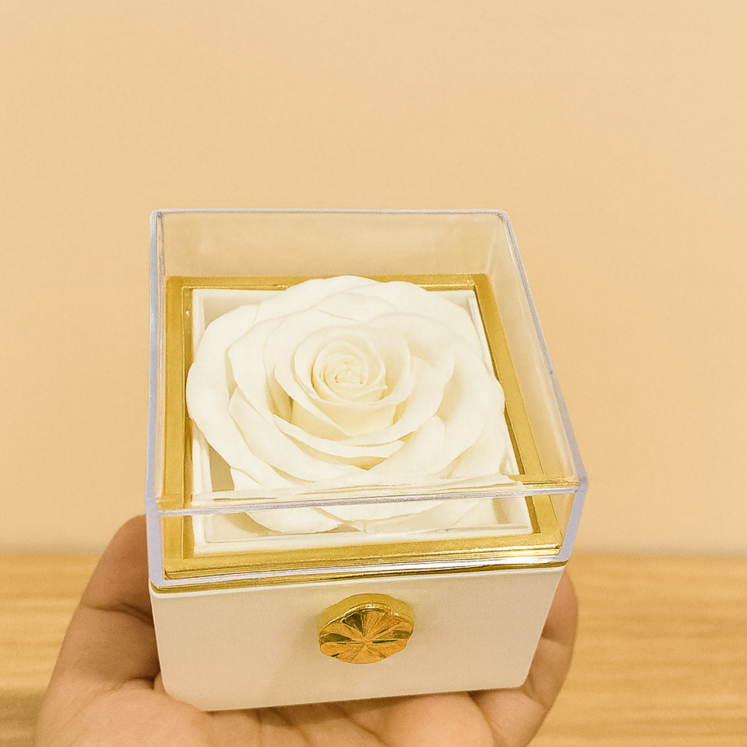 Luxury Eternal Rose Gift Box with Jewelry Drawer – Preserved Real Looking Rose in Elegant Display Case, Romantic Gift with Necklace Storage, Premium Packaging with Gift Bag – Perfect for Birthday, Anniversary, Valentine’s Day