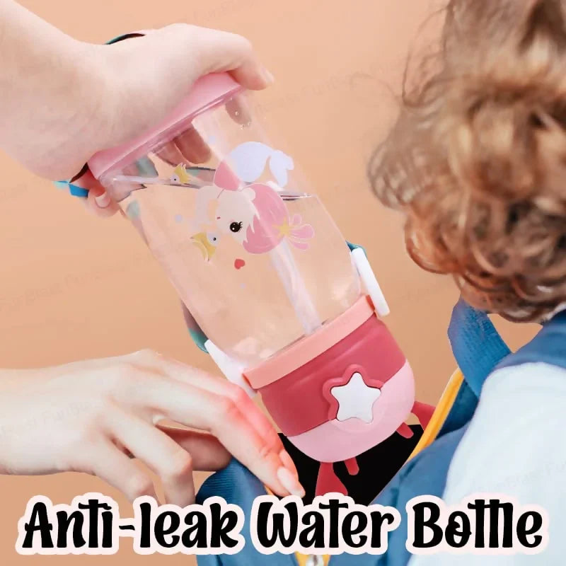 Cute Mermaid Water Bottle for Kids – BPA-Free with Strap & Antler Cap Cute Sipper Water Bottle with Straw Shoulder Strap Leakproof Deer Design Water Bottle for Students Best Birthday Return Gifts