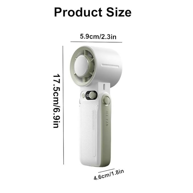 Portable Handheld Ice Fan with Cooling Metal Plate | 6000mAh Rechargeable Battery | 0-199 Speed Levels | USB Rechargeable Mini Fan with Digital Display | Foldable Desk & Travel Fan for Outdoor, Home & Office