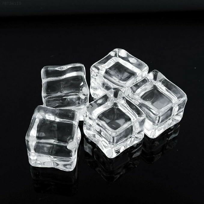 Clear Acrylic Ice Cube Replicas – Realistic Fake Ice Cubes for Photography, Display & Decor