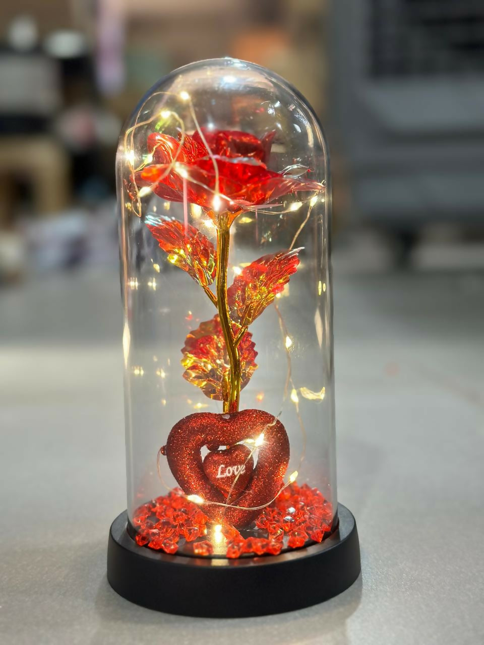 Eternal Rose Dome Lamp Thanksgiving Christmas Gifts for Women - Glass Galaxy Rose in Dome Beauty and The Beast Rose (Upgrade Version) flower Gifts for Birthday Anniversary and Party