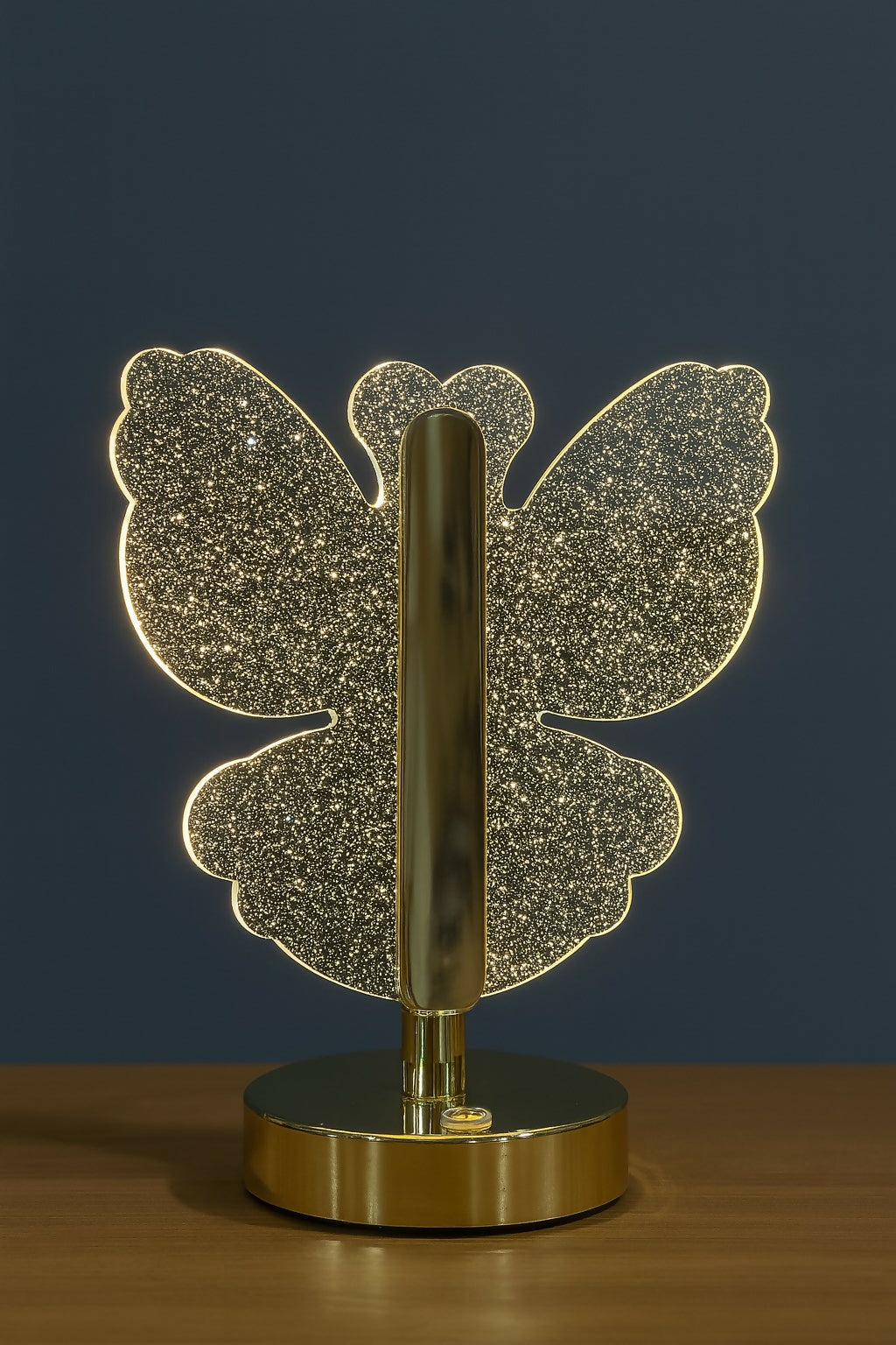 HOME DECOR Luxury Golden Butterfly LED Table Lamp – Glitter Acrylic Decorative Light for Bedroom, Kids Room, Living Room, Study Table & Gift – Warm Ambient Night Light