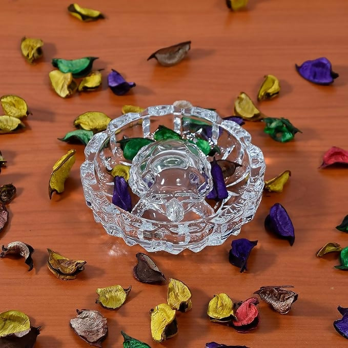 Crystal Turtle Decorative tray Crystal Tortoise Glass Kachua with Beautiful Bowl Plate Fengshui Vastu Set for Good Luck Feng Shui Turtle Best Gift for Office Showcase Showpiece and Home Décor