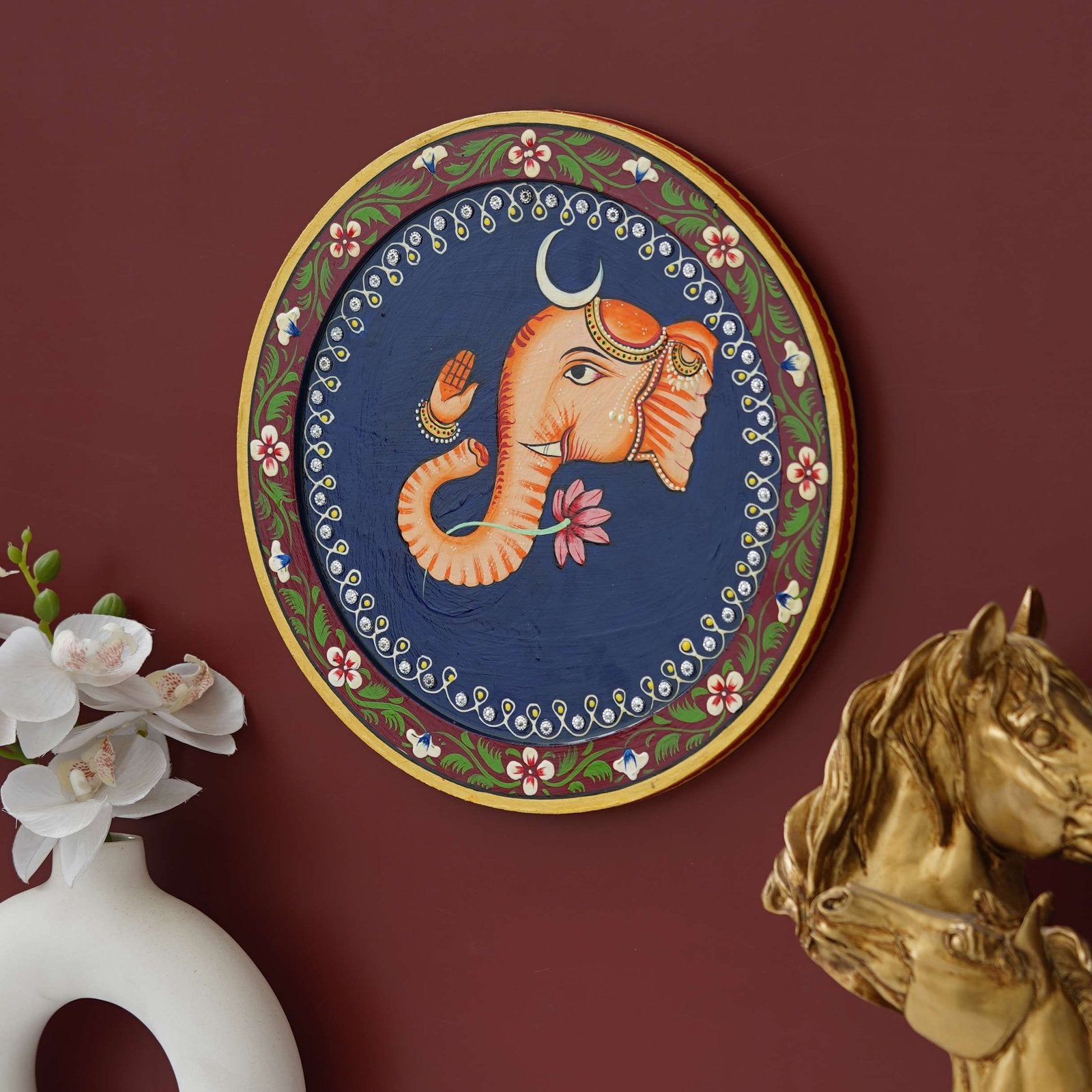 Hand-Painted Ganesha Pichwai Wall Plate