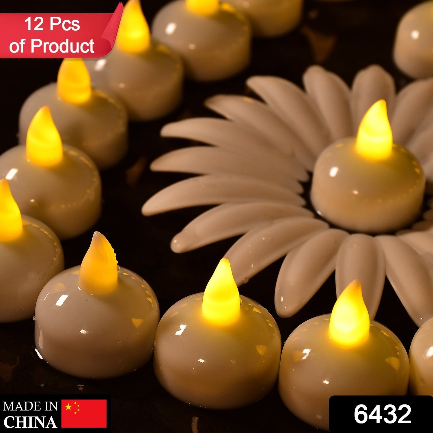 Set of 12 Flameless Floating Candles Battery Operated Tea Lights Tealight Candle - Decorative, Wedding., Diwali( Diya , Divo , Diva , Deepak , Jyoti ,)