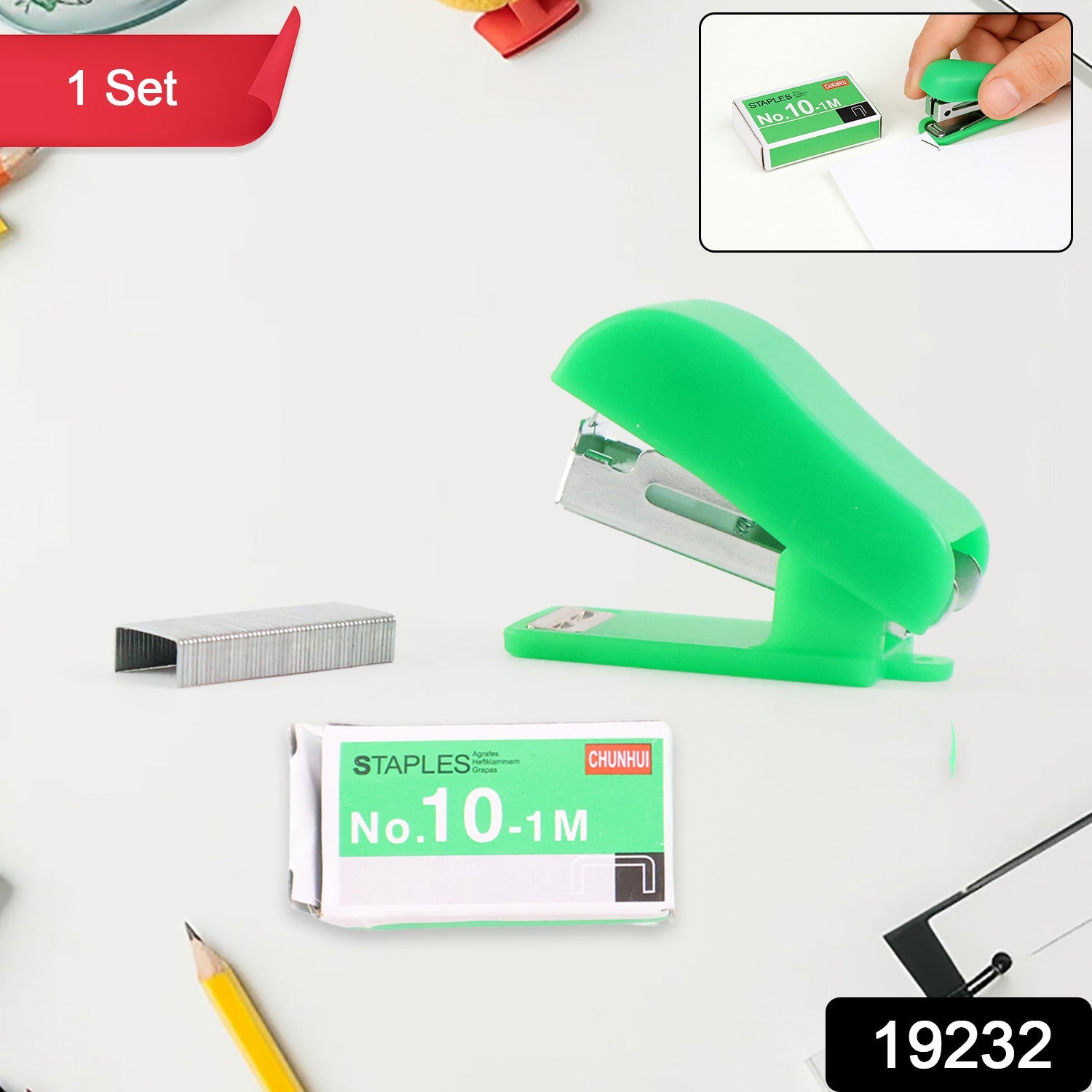 Mini Stapler with 1 Strip of Staples (1 Set)