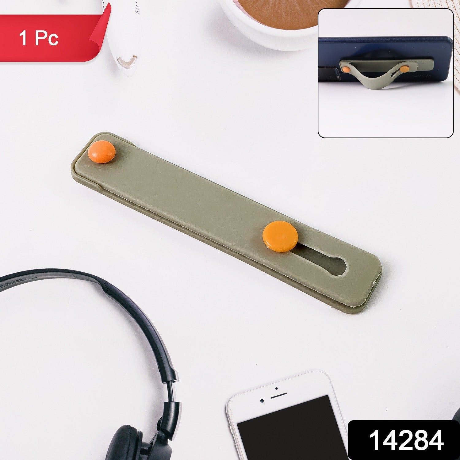 Olive Green Phone Loop Finger Holder, Phone Grip Straps Silicone Phone Finger Strap (1 Pc)