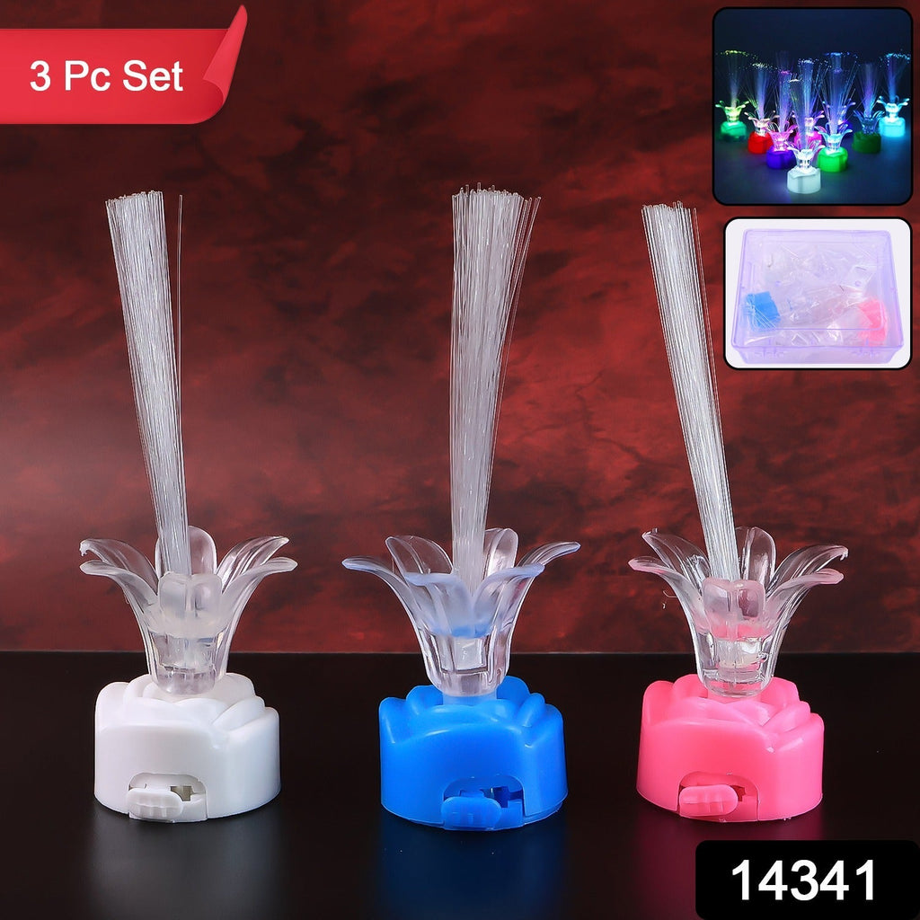 Multi-Color LED Fiber Optic Flower Night Lamps (Mix Color / 3 Pc)