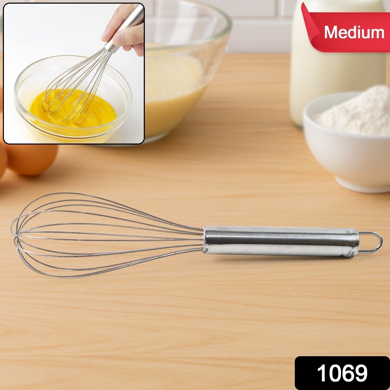 Medium Stainless Steel Balloon Whisk (24cm / 1 Pc)
