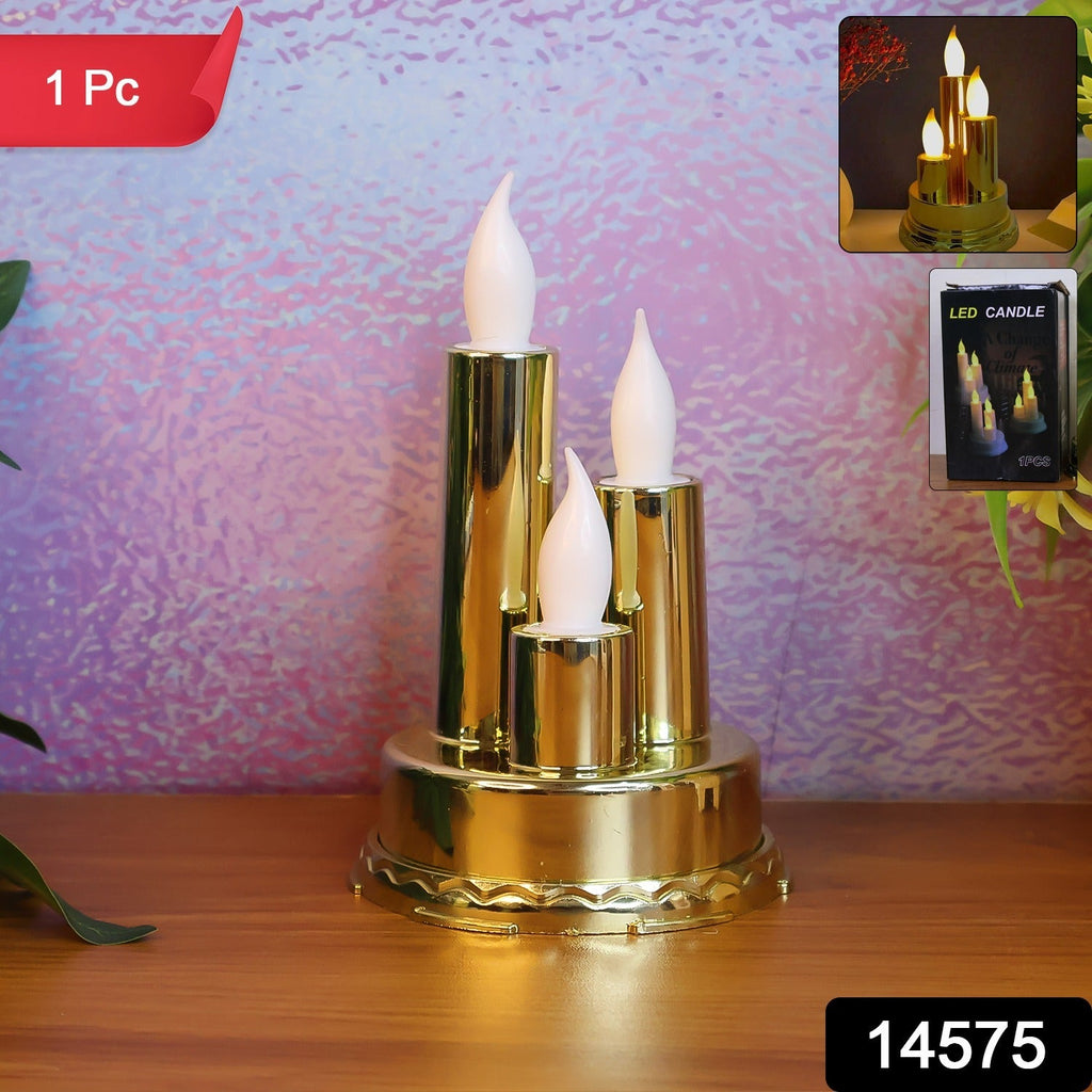 LED Flameless Candle Lamp with Triple Candle Design (1 Pc)