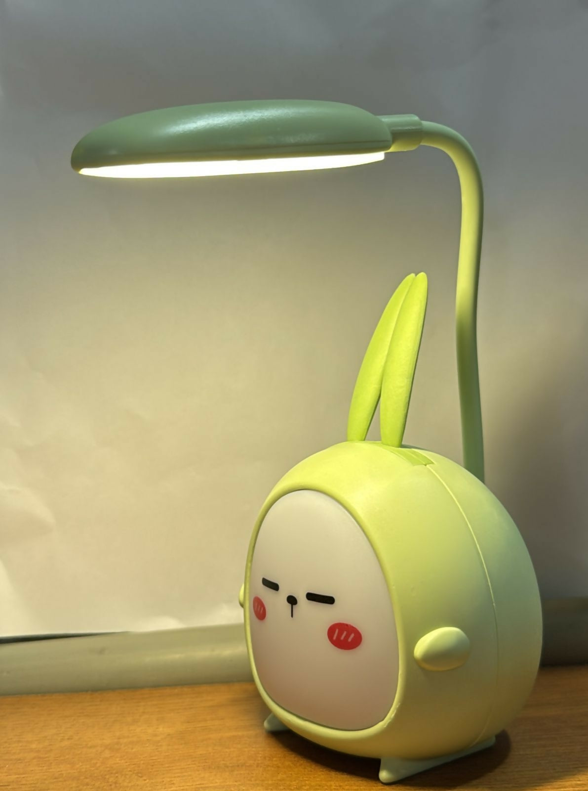Cute Bunny Face Night Lamp with LED Desk Light – USB Rechargeable, 360° Flexible Hose, Eye-Caring Study & Reading Light for Kids Bedroom, Study Table & Home Décor