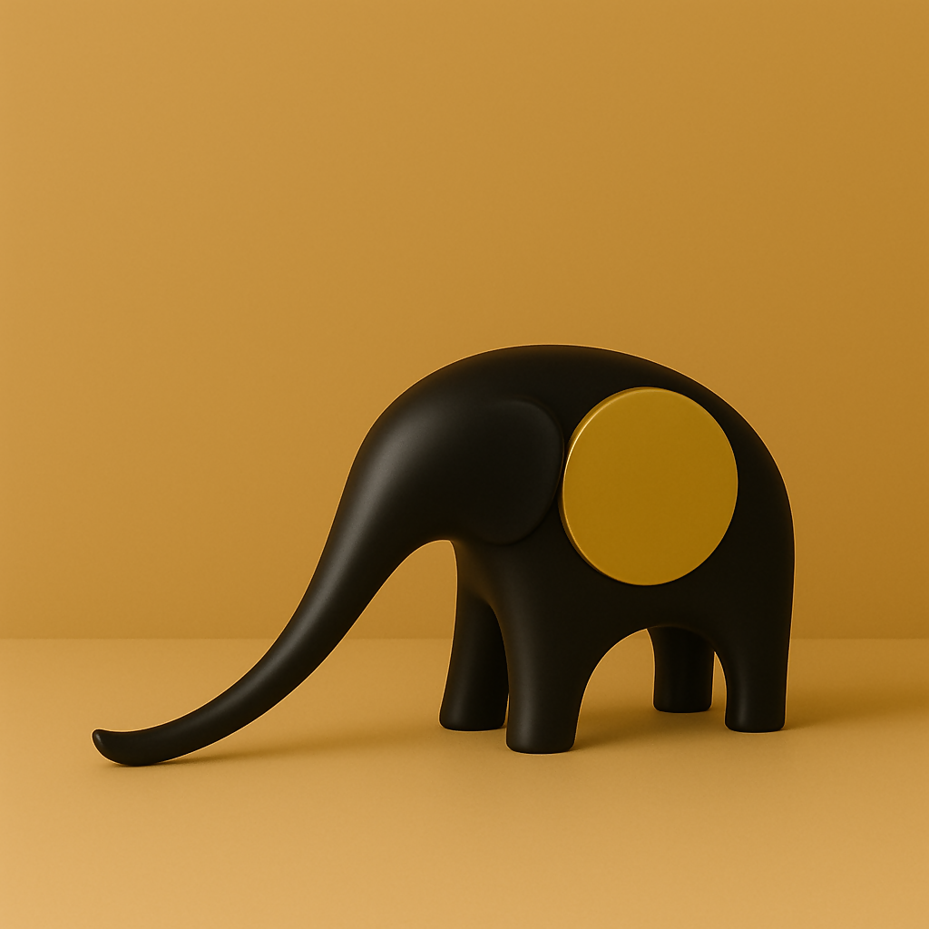 HOME DECOR Black Elephant Figurine with Gold Accent – Modern Resin Decorative Showpiece