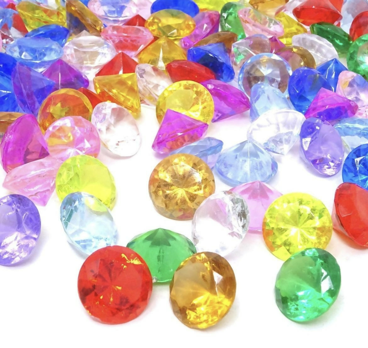 Multicolor Acrylic Diamond Gems – Round Cut Decorative Plastic Crystals for Crafts, Vase Fillers & Party Decor