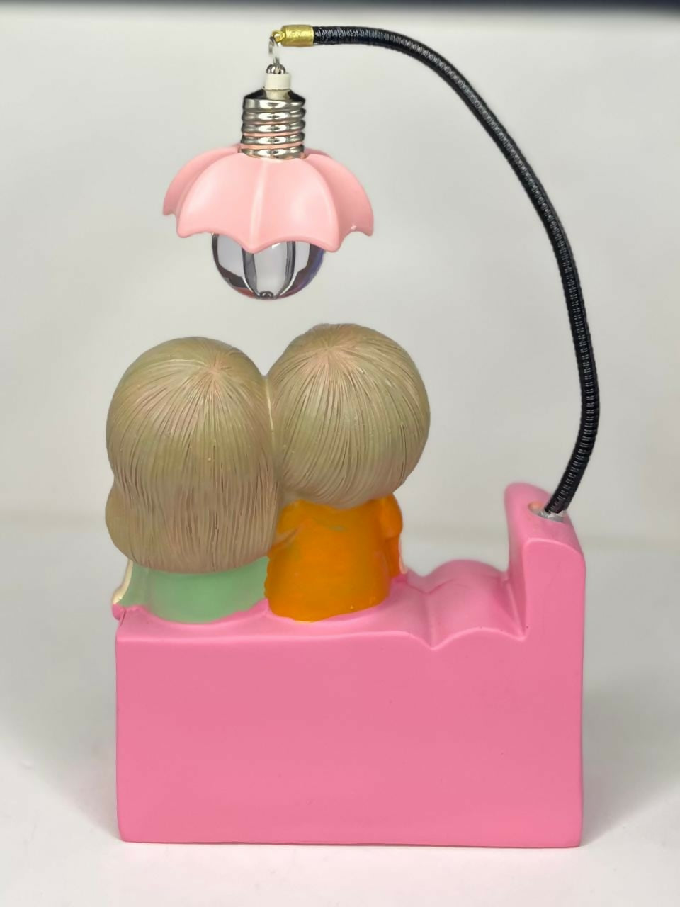 LOVE Theme Couple Lamp with Red Flower Shade – LED Night Light Showpiece for Bedroom, Gifts, or Couple Home Décor Setup