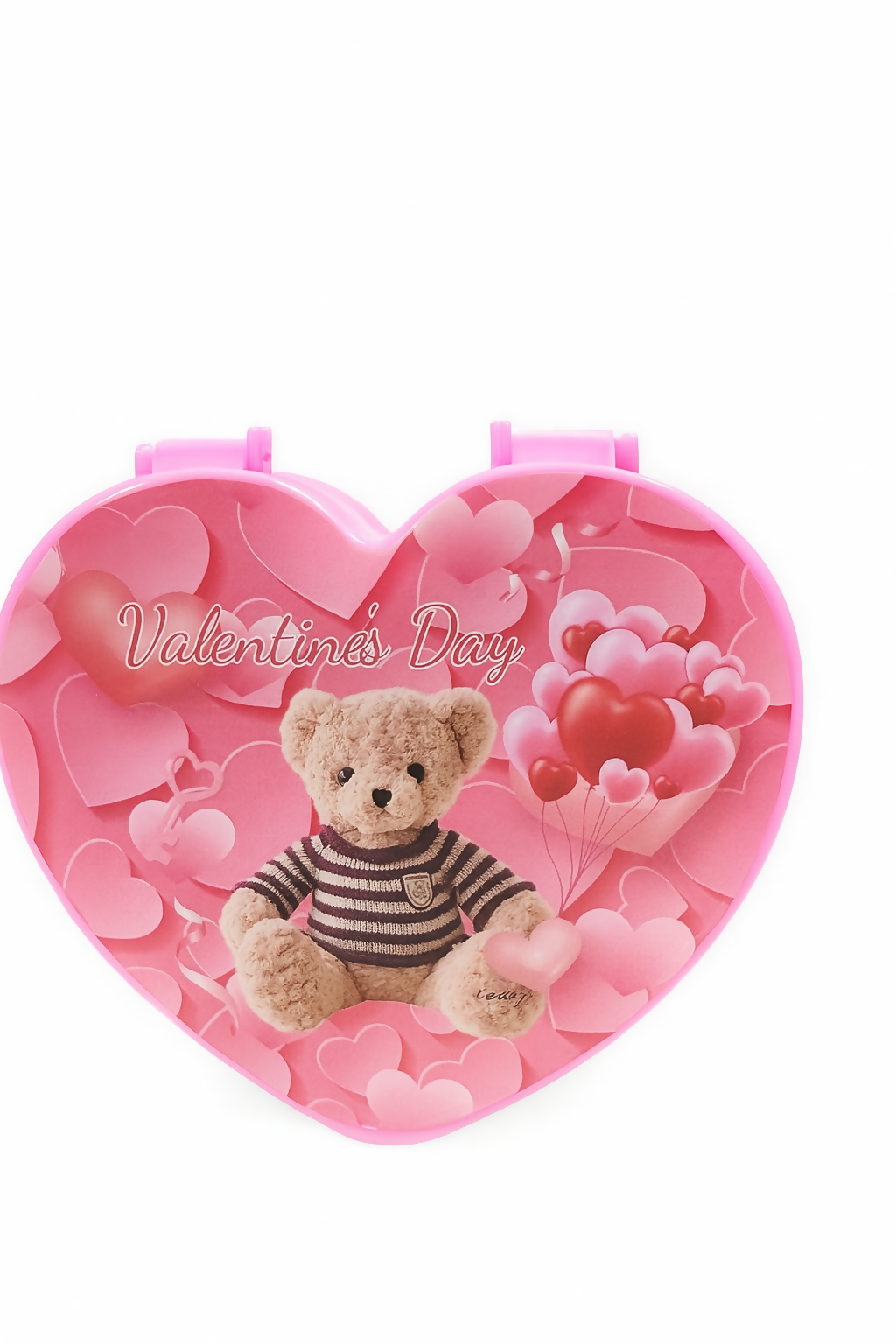 Heart Shaped Valentine's Day Gift Box with Floral Design and Red Bow – Romantic Decorative Storage Box for Chocolates, Jewelry, Small Gifts – Pink Rose Print Plastic Container for Couples, Anniversary, or Special Occasions