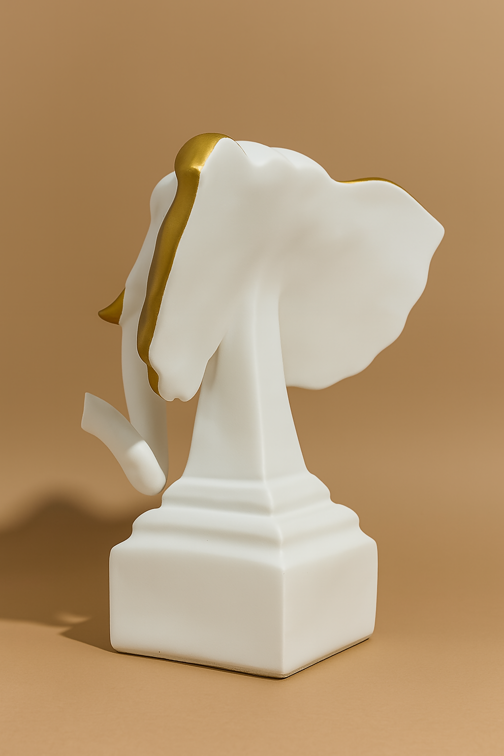 HOME DECOR Luxury White and Gold Elephant Head Showpiece