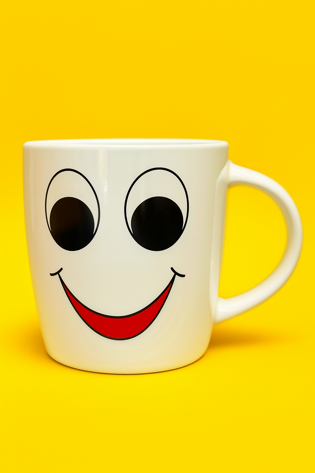 Smiley Face Printed White Ceramic Coffee Mug | Microwave & Dishwasher Safe