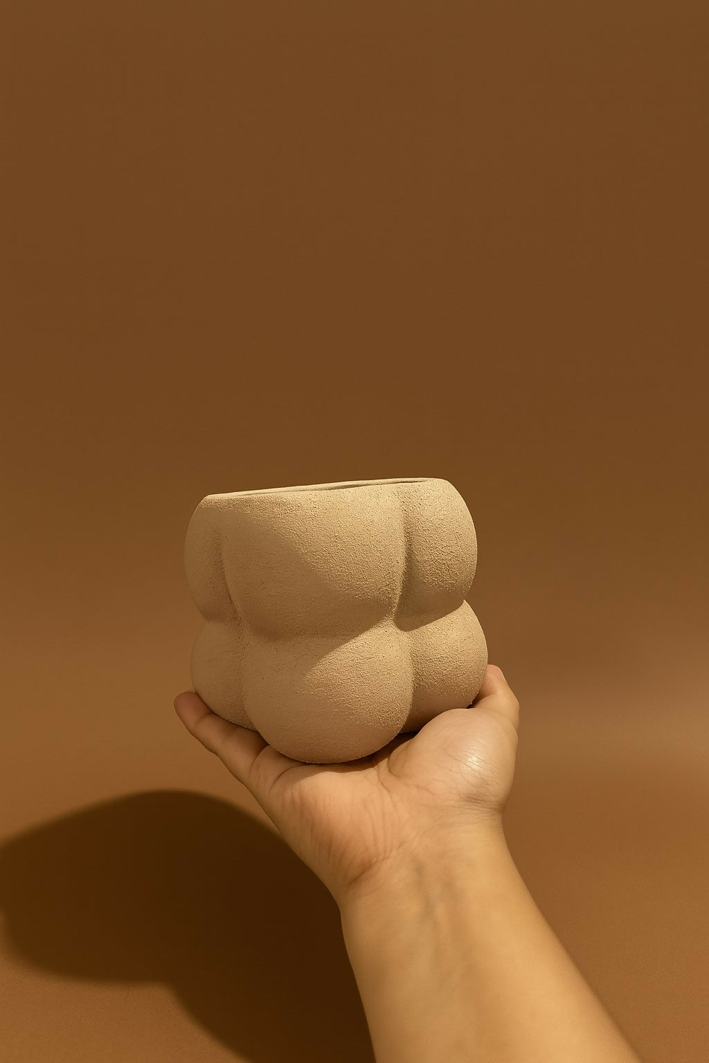 Beige Abstract Bubble Ceramic Planter Pot – Small Sculptural Indoor Plant Pot with Textured Finish for Succulents, Cacti, and Herbs – Modern Minimalist Decorative Pot for Home, Office, or Gifting