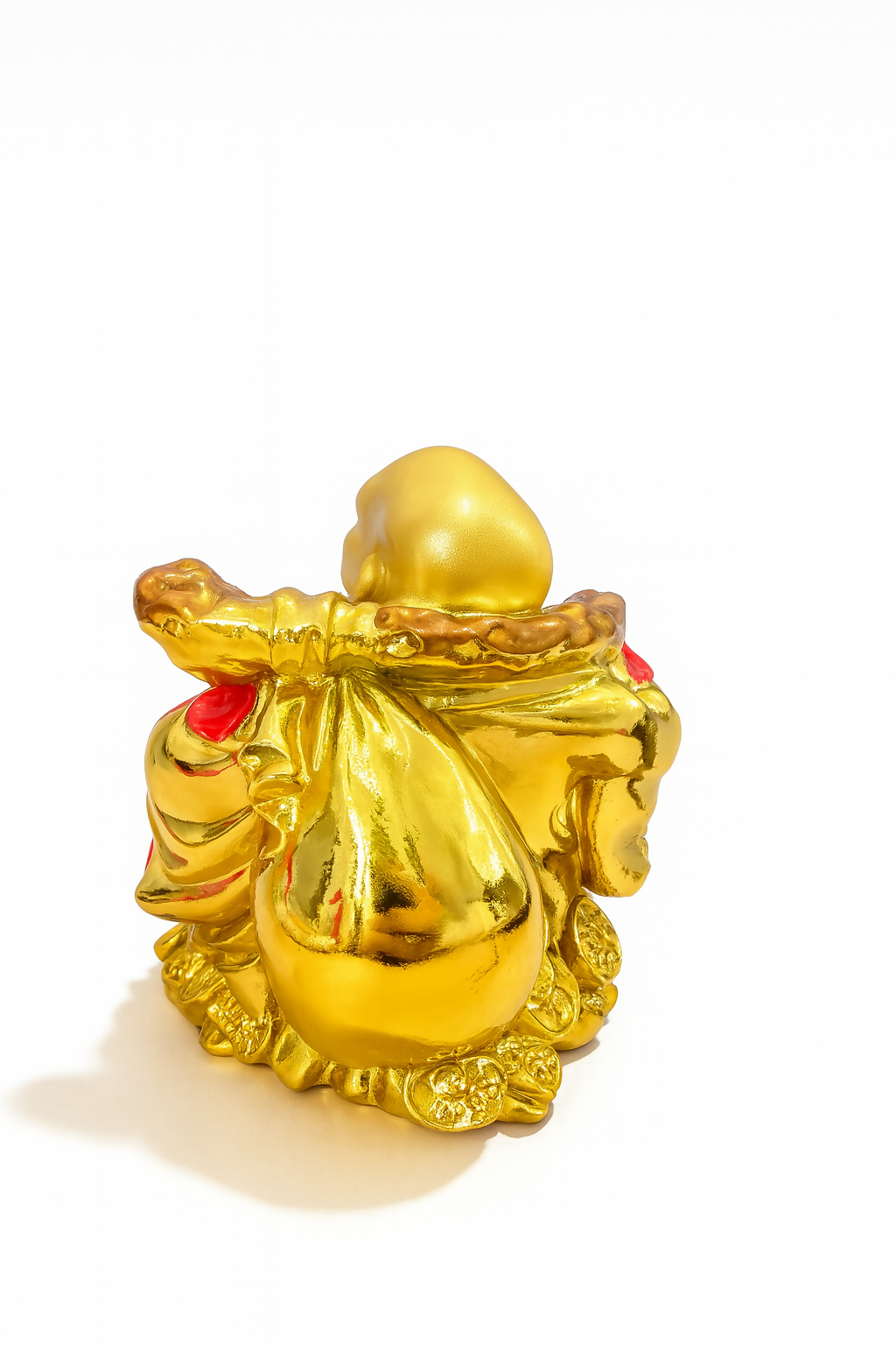 Golden Laughing Buddha Feng Shui Showpiece with Ingot and Gold Sack | Wealth & Prosperity Idol for Home Décor, Office Desk & Gift Purpose | Premium Resin Finish